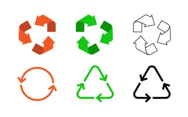 Sembollerin Geri Dönüşümü Sürdürülebilirlik İçin Dairesel Oklar Koleksiyonu.