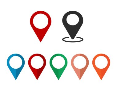Dijital Tasarım için Renkli Harita İşaretleyicileri Ayarlandı.
