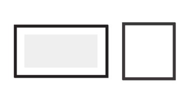 Eski ahşap dikdörtgen resim boş çerçeve gri bir arkaplan karşısında boş alan ile vintage biçimi.