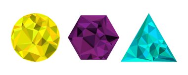 Düşük Polimetrik Biçimli Renkli Geometrik Taşlar.