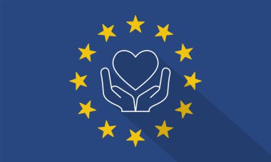 Avrupa Birliği Bayrağı Uzun Gölgelerle Bakımı ve Dayanışmayı Temsil Ediyor.