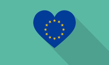 Avrupa Birliği Bayrağı Uzun Gölgeli Kalp Şeklinde.