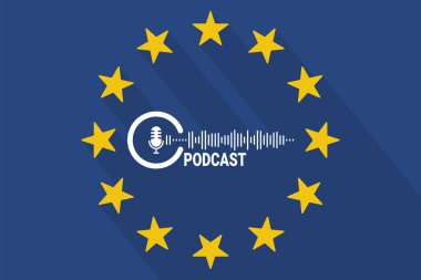 Avrupa Birliği Podcast Tasarımı Bayrak Arkaplanında Uzun Gölgeli.