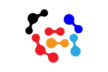 Renkli Moleküler Yapı Logosu Tasarımı.