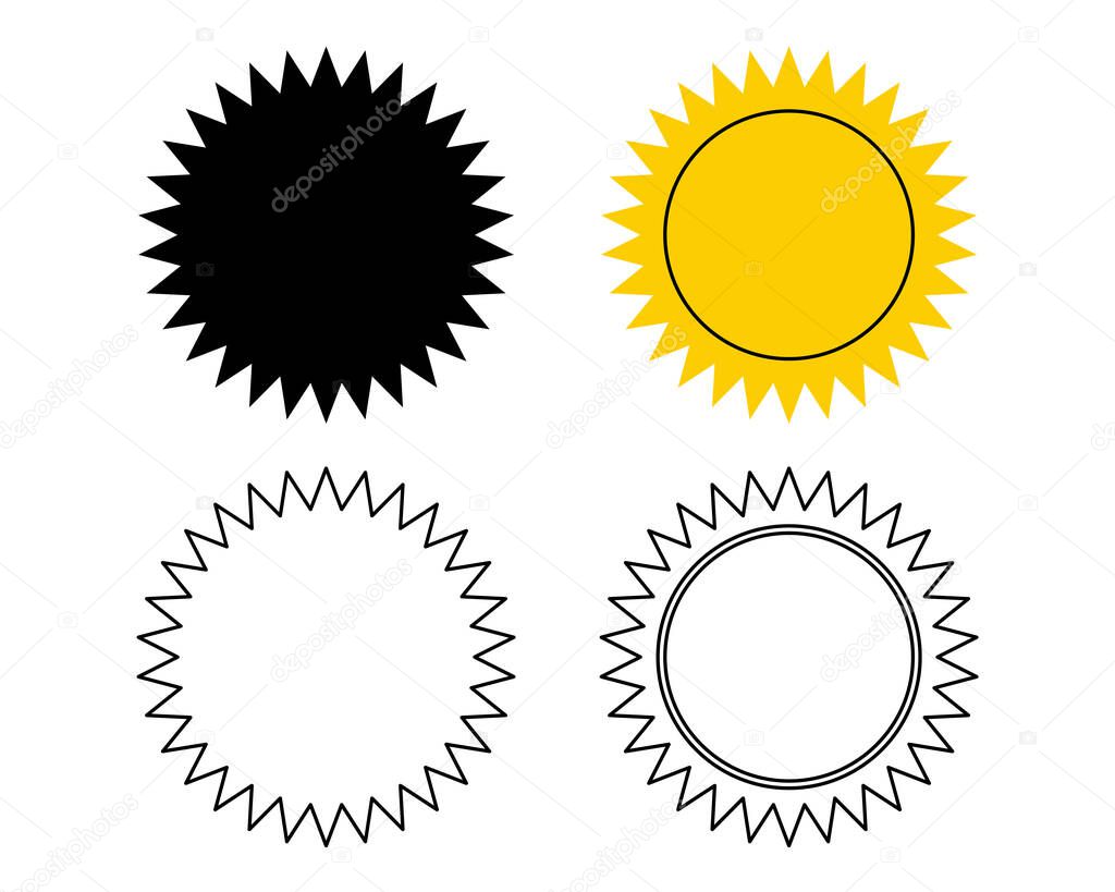 Zig zag edge circle icon. Jagged round element.