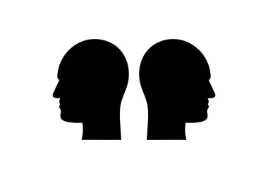 Karşıt Yönlere Bakan İki Profil İnsan Başı Silueti.