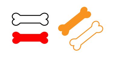 Beyaz Arkaplanda Düz Tasarım Köpekler için Kemik Şekilleri.