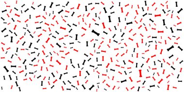 Beyaz Arkaplanda Kırmızı ve Siyah Köpek Kemiklerinin Soyut Deseni.