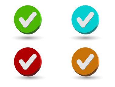 3 boyutlu simgeyi kontrol et. İşaretleme, onaylama veya onaylama plastik biçimi evet veya tamamlanmış düğme.