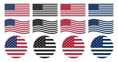 Çeşitli Uygulamalar için Çeşitli ABD Bayrak Tasarımları.