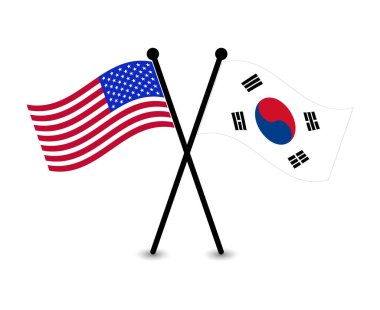 Amerika ve Güney Kore 'nin bayrağını aştı. Diplomasi İlişkileri ve Ortaklığı Temsili.