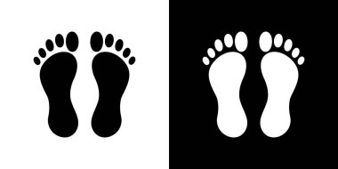 İzole edilmiş vektör illüstrasyonunda basit bir siyah beyaz ayak izi simgesi.
