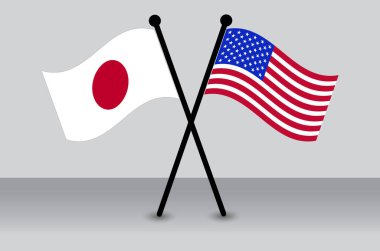 Japonya ve ABD bayraklarını aştı, Diplomasi ve Ortaklık. ABD, Japonya İzole Bayrağıyla Birleşti.