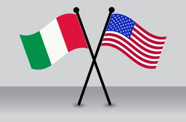 İtalyan ve Amerikan Bayraklarını aşmış Diplomasi. ABD, İtalya İzole Bayrağıyla Birleşti.