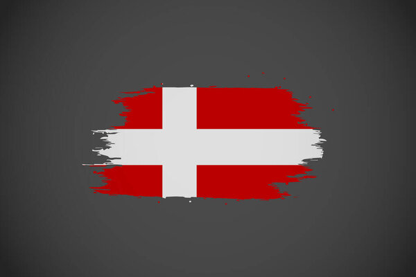 Флаг Дании с эффектом художественного удара кистью.