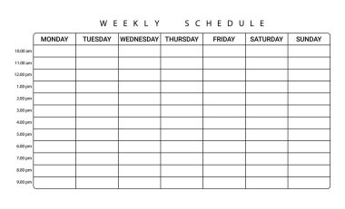 Haftalık planlamacı. 7 günlük planlama vektörü. Günlük planlayıcı.
