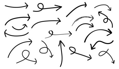 İzole edilmiş arkaplanda karalama el çizimi okları çizimi.