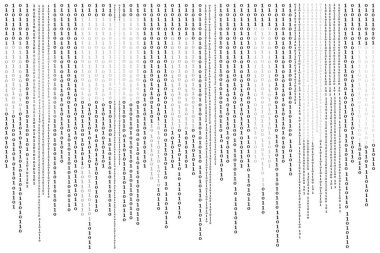 İkili Kod Sıfır Bir Aşağı Akıyor, Soyut Matris Dijital Sanatı.