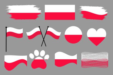 Çeşitli Tasarımlarda Polonya Bayrağının Çeşitli Koleksiyonları.