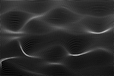 Siyah ve Beyaz Nokta Alanı Dijital Ağ Dalga Biçimi.