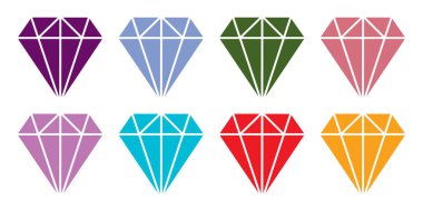 Elmas simgeleri, elmas mücevherler, renkli elmas koleksiyonu.