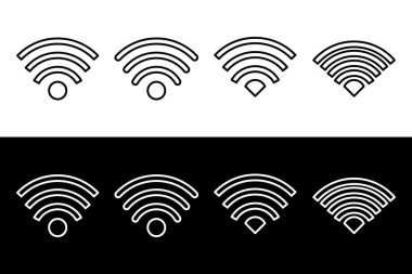 Wifi simgesi simgesi. İnternet ve mobil bağlantı. WiFi sembolü vektör illüstrasyonu. Kablosuz ağ simgeleri.