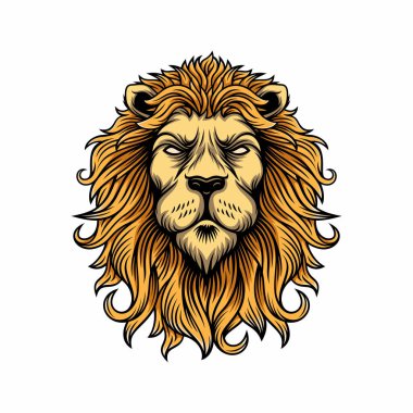 Kral Aslan Başı Maskot Vektörü İllüstrasyonu