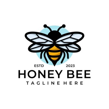 Arı logosu dizaynı. Retro stili. Arı Logosu Şablonu. Modern Tasarım. Düz logo. Vektör İllüstrasyonu