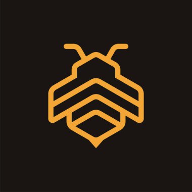 Yaratıcı Geometrik Arı Logo Tasarım Şablonu. Arı Logosu Şablonu. Modern Tasarım. Düz logo. Vektör İllüstrasyonu
