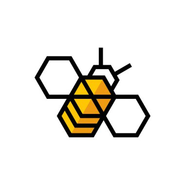 Yaratıcı Geometrik Arı Logo Tasarım Şablonu. Arı Logosu Şablonu. Modern Tasarım. Düz logo. Vektör İllüstrasyonu