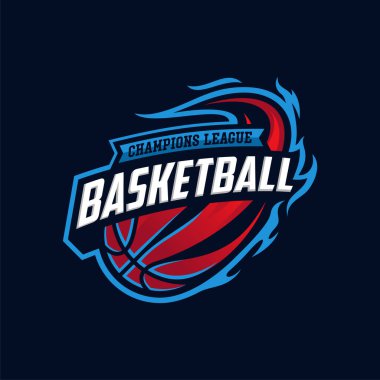 Basketbol kulübü logosu, amblem, toplu tasarımlar. Spor rozet vektör çizimi