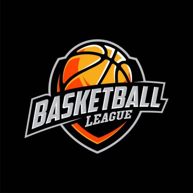 Basketbol kulübü logosu, amblem, toplu tasarımlar. Spor rozet vektör çizimi