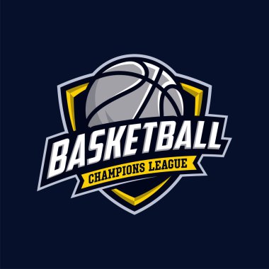 Basketbol kulübü logosu, amblem, toplu tasarımlar. Spor rozet vektör çizimi