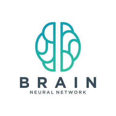 Yaratıcı beyin soyut vektör logo tasarım şablonu. Beyin teknolojisi. Vektör illüstrasyonu