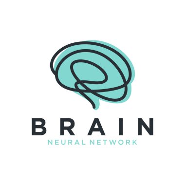 Yaratıcı beyin soyut vektör logo tasarım şablonu. Beyin teknolojisi. Vektör illüstrasyonu