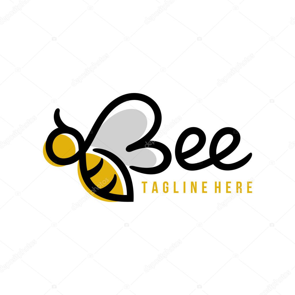 Initial letter B bee logo design. Vector illustration of modern bee linear for company. Modern design line icon template