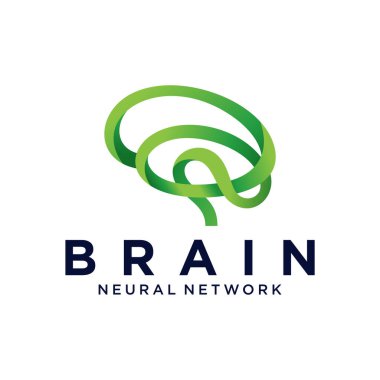 Yaratıcı beyin soyut vektör logo tasarım şablonu. Beyin teknolojisi. Vektör illüstrasyonu