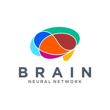 Yaratıcı beyin soyut vektör logo tasarım şablonu. Beyin teknolojisi. Vektör illüstrasyonu