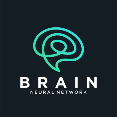 Yaratıcı beyin soyut vektör logo tasarım şablonu. Beyin teknolojisi. Vektör illüstrasyonu