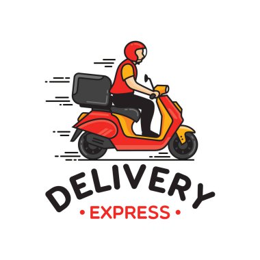 Bir adam scooter kullanıyor. dağıtım logo vektör şablonu