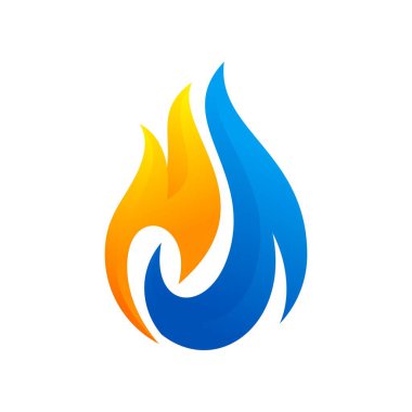 Modern stil yangın ve su logosu. İki ana sayaç ögesinin soyut sembolü.