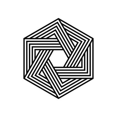 Kurumsal Geometrik İmkansız Logo tasarım vektörü şablonu doğrusal stil Hexagon sonsuz şekil Logotype konsept simgesi.