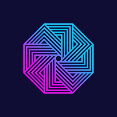 Kurumsal Geometrik İmkansız Logo tasarım vektörü şablonu doğrusal stil Hexagon sonsuz şekil Logotype konsept simgesi.