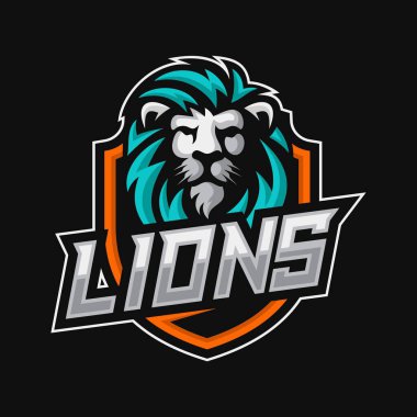 Lions maskot logosu spor veya e-spor takımı için çizim tasarımı
