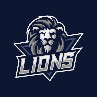 Lions maskot logosu spor veya e-spor takımı için çizim tasarımı