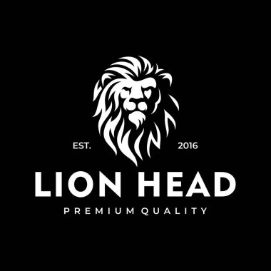 Klasik hipster aslan kafası amblem logosu tasarımı. Aslan başlı sanat ikonu. Vektör illüstrasyonu.