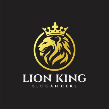 Royal king lion crown symbols. Elegant gold Leo animal logo. Premium luxury brand identity icon. Vector illustration. clipart