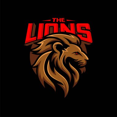 Lions maskot logosu spor veya e-spor takımı için çizim tasarımı