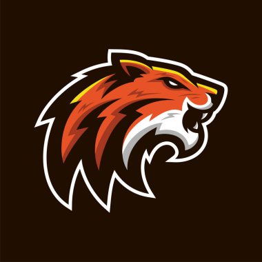 Tiger mascot sport logo design. Tiger animal mascot head vector illustration logo. Wild cat head mascot, Tiger head emblem design for eSports team. Vector illustration clipart