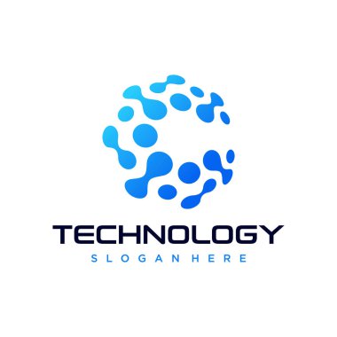 Soyut dijital bağlantı teknolojisi logosu. C harfi logosu. Basit bir yüksek teknoloji tasarımı. Modern vektör simgesi.